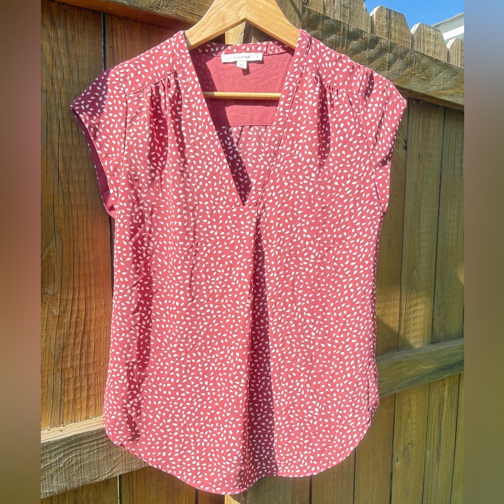Pink Pleated Blouse with Flower Petal Detail